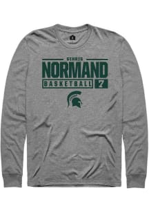 Gehrig Normand  Michigan State Spartans Grey Rally NIL Stacked Box Long Sleeve T Shirt