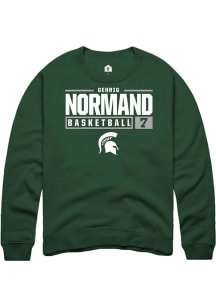 Gehrig Normand  Rally Michigan State Spartans Mens Green NIL Stacked Box Long Sleeve Crew Sweats..