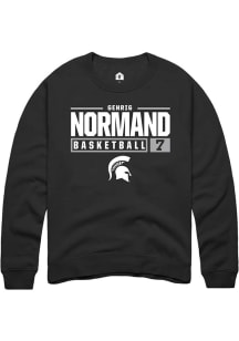 Gehrig Normand  Rally Michigan State Spartans Mens Black NIL Stacked Box Long Sleeve Crew Sweats..