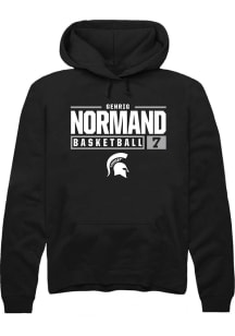 Gehrig Normand  Rally Michigan State Spartans Mens Black NIL Stacked Box Long Sleeve Hoodie