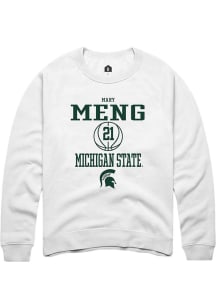 Mary Meng  Rally Michigan State Spartans Mens White NIL Sport Icon Long Sleeve Crew Sweatshirt
