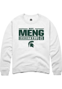Mary Meng  Rally Michigan State Spartans Mens White NIL Stacked Box Long Sleeve Crew Sweatshirt