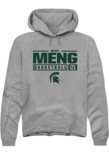 Mary Meng  Rally Michigan State Spartans Mens Grey NIL Stacked Box Long Sleeve Hoodie