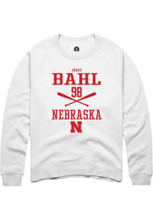 Jordy Bahl Rally Mens White Nebraska Cornhuskers NIL Sport Icon Crew Sweatshirt