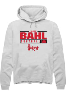 Jordy Bahl Rally Mens White Nebraska Cornhuskers NIL Stacked Box Hooded Sweatshirt