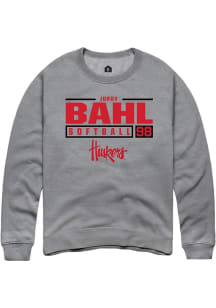 Jordy Bahl Rally Mens Graphite Nebraska Cornhuskers NIL Stacked Box Crew Sweatshirt