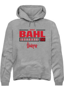 Jordy Bahl Rally Mens Graphite Nebraska Cornhuskers NIL Stacked Box Hooded Sweatshirt