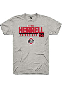 Chase Herrell  Ohio State Buckeyes Ash Rally NIL Stacked Box Short Sleeve T Shirt