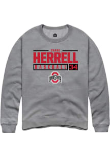 Chase Herrell  Rally Ohio State Buckeyes Mens Grey NIL Stacked Box Long Sleeve Crew Sweatshirt