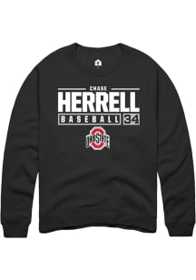 Chase Herrell  Rally Ohio State Buckeyes Mens Black NIL Stacked Box Long Sleeve Crew Sweatshirt