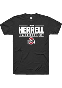 Chase Herrell  Ohio State Buckeyes Black Rally NIL Stacked Box Short Sleeve T Shirt