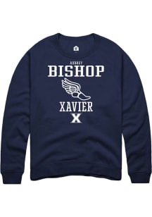 Audrey Bishop  Rally Xavier Musketeers Mens Navy Blue NIL Sport Icon Long Sleeve Crew Sweatshirt