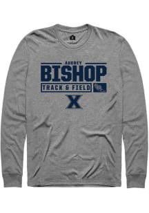 Audrey Bishop  Xavier Musketeers Graphite Rally NIL Stacked Box Long Sleeve T Shirt