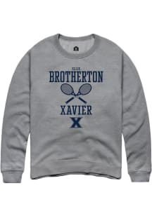 Ellie Brotherton  Rally Xavier Musketeers Mens Grey NIL Sport Icon Long Sleeve Crew Sweatshirt