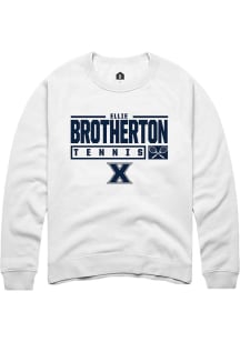 Ellie Brotherton  Rally Xavier Musketeers Mens White NIL Stacked Box Long Sleeve Crew Sweatshirt