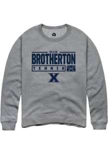 Ellie Brotherton  Rally Xavier Musketeers Mens Grey NIL Stacked Box Long Sleeve Crew Sweatshirt