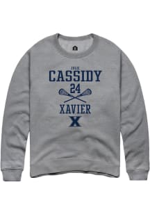 Julie Cassidy  Rally Xavier Musketeers Mens Grey NIL Sport Icon Long Sleeve Crew Sweatshirt