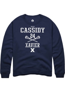 Julie Cassidy  Rally Xavier Musketeers Mens Navy Blue NIL Sport Icon Long Sleeve Crew Sweatshirt