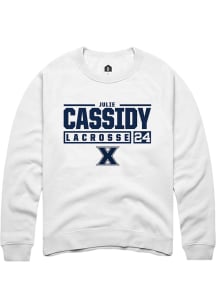Julie Cassidy  Rally Xavier Musketeers Mens White NIL Stacked Box Long Sleeve Crew Sweatshirt