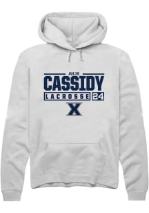 Julie Cassidy  Rally Xavier Musketeers Mens White NIL Stacked Box Long Sleeve Hoodie