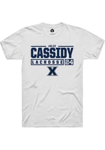 Julie Cassidy  Xavier Musketeers White Rally NIL Stacked Box Short Sleeve T Shirt