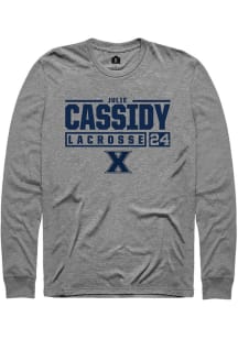 Julie Cassidy  Xavier Musketeers Grey Rally NIL Stacked Box Long Sleeve T Shirt