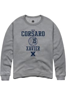 Lucia Corsaro  Rally Xavier Musketeers Mens Graphite NIL Sport Icon Long Sleeve Crew Sweatshirt