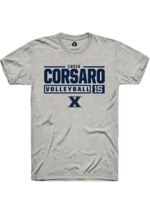 Lucia Corsaro  Xavier Musketeers Ash Rally NIL Stacked Box Short Sleeve T Shirt