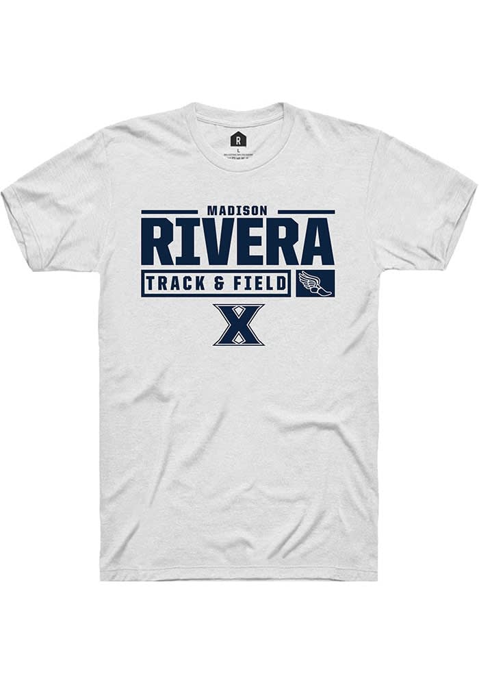 Madison Rivera  Xavier Musketeers White Rally NIL Stacked Box Short Sleeve T Shirt