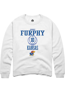 Johnny Furphy  Rally Kansas Jayhawks Mens White NIL Sport Icon Long Sleeve Crew Sweatshirt