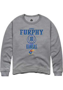 Johnny Furphy  Rally Kansas Jayhawks Mens Grey NIL Sport Icon Long Sleeve Crew Sweatshirt