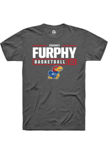 Johnny Furphy  Kansas Jayhawks Grey Rally NIL Stacked Box Short Sleeve T Shirt