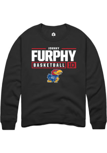 Johnny Furphy  Rally Kansas Jayhawks Mens Black NIL Stacked Box Long Sleeve Crew Sweatshirt