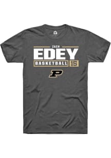 Zach Edey  Purdue Boilermakers Grey Rally NIL Stacked Box Short Sleeve T Shirt