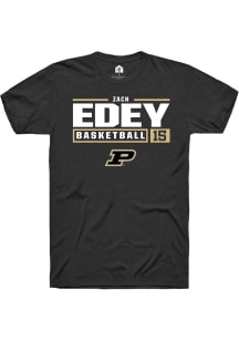 Zach Edey  Purdue Boilermakers Black Rally NIL Stacked Box Short Sleeve T Shirt