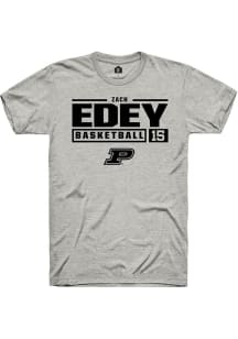 Zach Edey  Purdue Boilermakers Grey Rally NIL Stacked Box Short Sleeve T Shirt