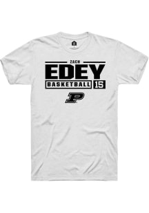 Zach Edey  Purdue Boilermakers White Rally NIL Stacked Box Short Sleeve T Shirt