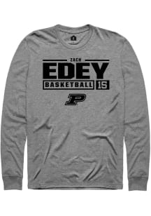 Zach Edey  Purdue Boilermakers Grey Rally NIL Stacked Box Long Sleeve T Shirt