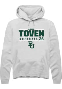 Amber Toven  Rally Baylor Bears Mens White NIL Stacked Box Long Sleeve Hoodie
