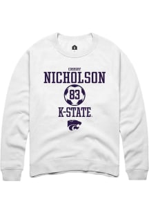 Crosby Nicholson  Rally K-State Wildcats Mens White NIL Sport Icon Long Sleeve Crew Sweatshirt