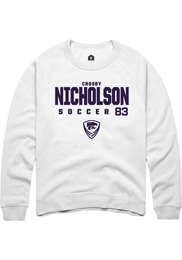 Crosby Nicholson Rally K-State Wildcats Mens White NIL Stacked Box Long Sleeve Crew Sweatshirt