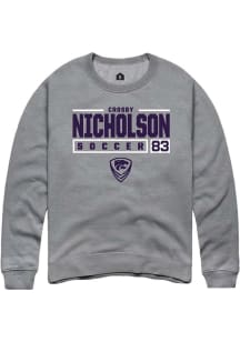 Crosby Nicholson  Rally K-State Wildcats Mens Graphite NIL Stacked Box Long Sleeve Crew Sweatshi..