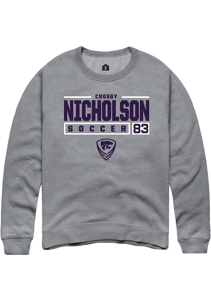 Crosby Nicholson Rally K-State Wildcats Mens Grey NIL Stacked Box Long Sleeve Crew Sweatshirt