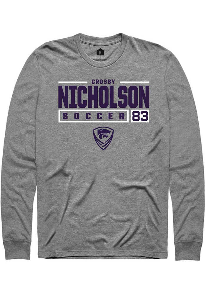 Crosby Nicholson K-State Wildcats Grey Rally NIL Stacked Box Long Sleeve T Shirt