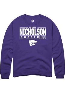 Crosby Nicholson  Rally K-State Wildcats Mens Purple NIL Stacked Box Long Sleeve Crew Sweatshirt