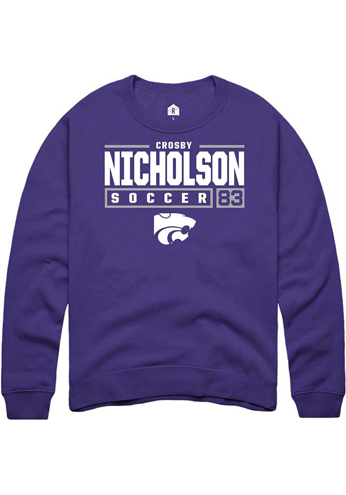 Crosby Nicholson Rally K-State Wildcats Mens Purple NIL Stacked Box Long Sleeve Crew Sweatshirt