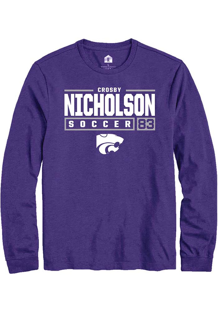 Crosby Nicholson K-State Wildcats Purple Rally NIL Stacked Box Long Sleeve T Shirt