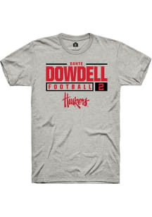 Dante Dowdell Ash Nebraska Cornhuskers NIL Stacked Box Short Sleeve T Shirt