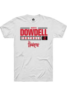 Dante Dowdell White Nebraska Cornhuskers NIL Stacked Box Short Sleeve T Shirt
