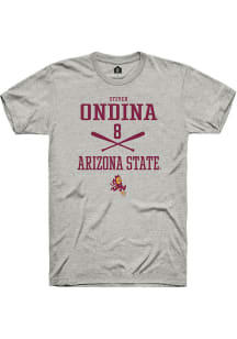 Steven Ondina  Arizona State Sun Devils Ash Rally NIL Sport Icon Short Sleeve T Shirt